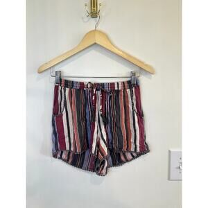 Angie Striped Tassel Pull-On Shorts Size Medium